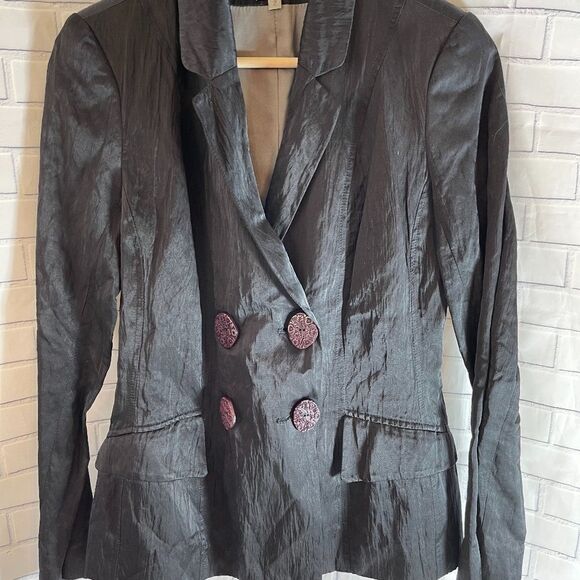 People Like Frank Black Double Breasted Blazer Sz - Picture 1 of 6